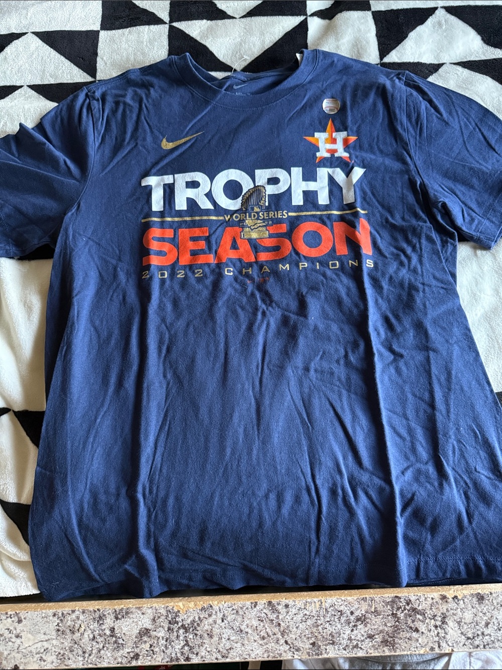 Nike Navy, Orange and White Houston Astros "Trophy Season" Tee